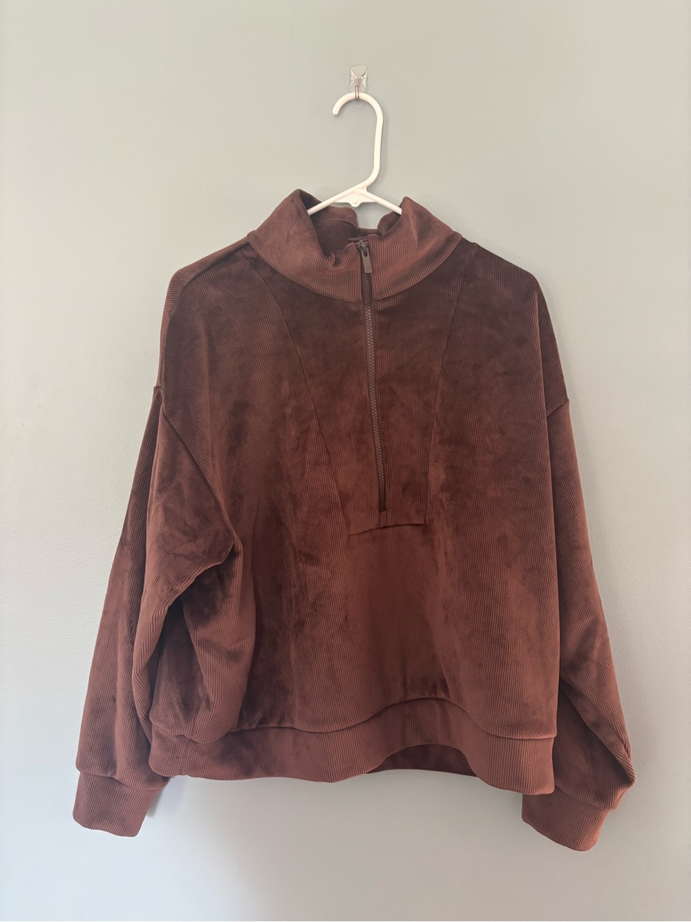 all in motion Brown Plush Half-Zip Turtleneck Pullover